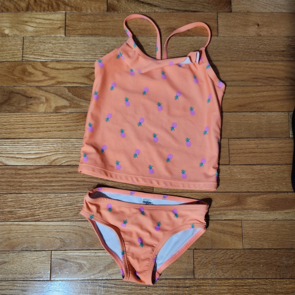 Kids Pineapple Print Orange Bikini
